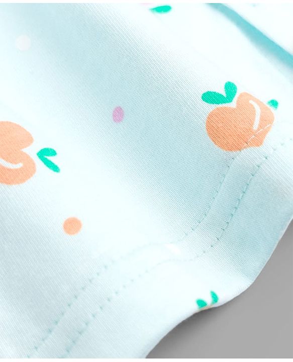 Babyhug 100% Cotton Knit Half Sleeves Top & Shorts Night Suit Co-ords With Heart Print - Light Blue