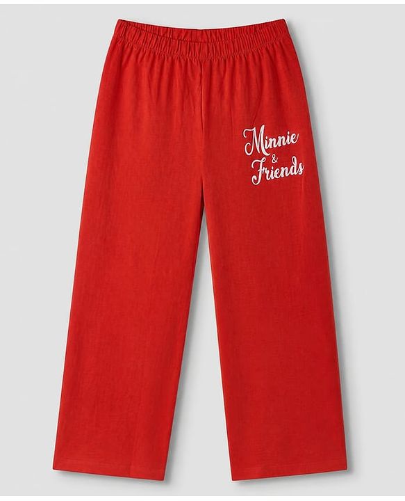 Pine Kids Disney 100% Cotton Single Jersey Knit Full Sleeves T- Shirt & Pyjama Night Suit With Minnie & Friends Graphic Print in White