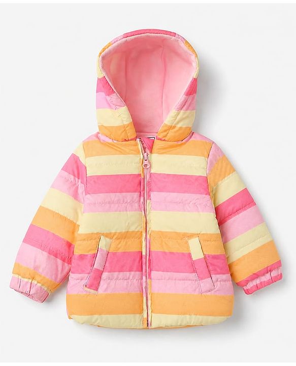 Babyhug Woven Full Sleeves Hooded Winter Wear Suit - Pink