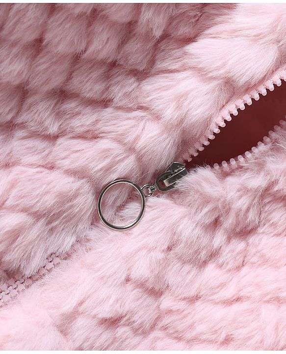 Babyhug Fur Woven Hooded Full Sleeves Hoodie With Ear Applique - Pink
