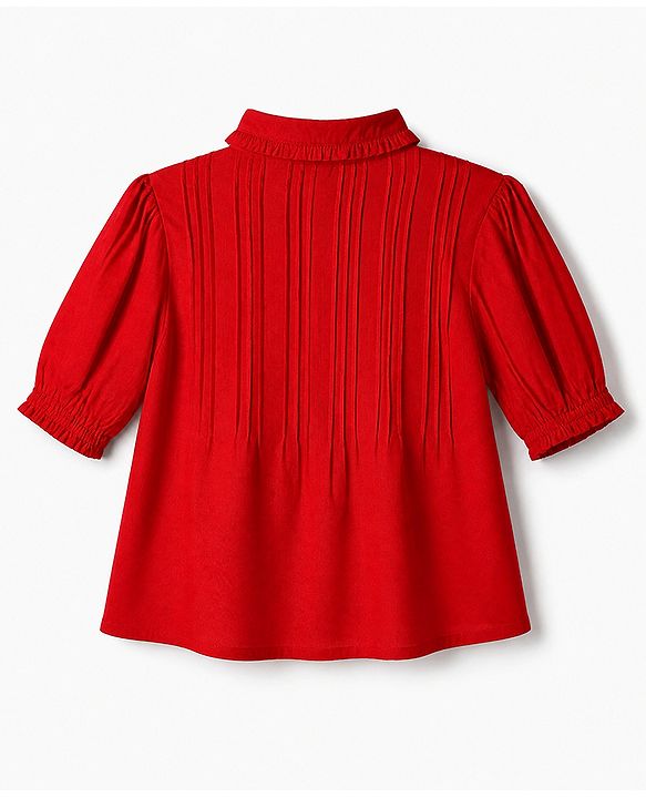 Pine Kids Woven Top with Half Sleeves in Red for 4-5 Years