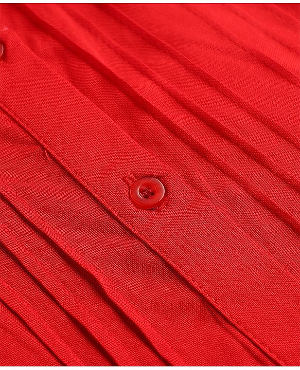 Pine Kids Woven Top with Half Sleeves in Red for 4-5 Years