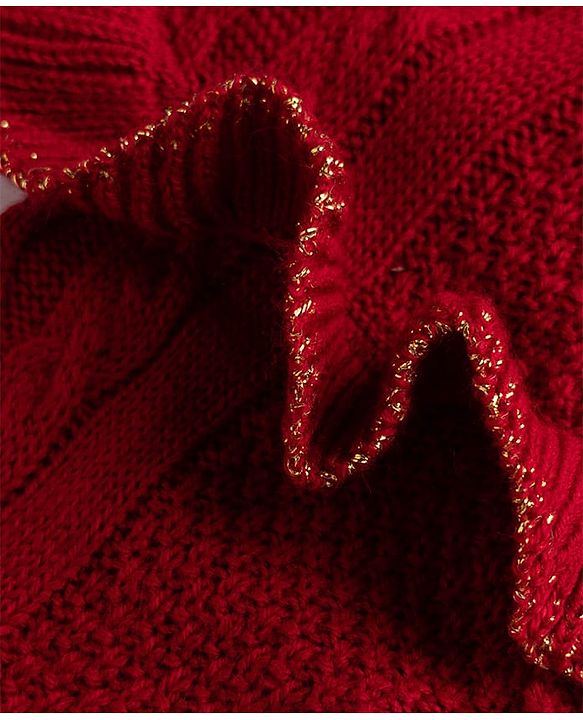 Babyhug Knit Full Sleeves Pullover Sweater With Cable Knit Design - Red