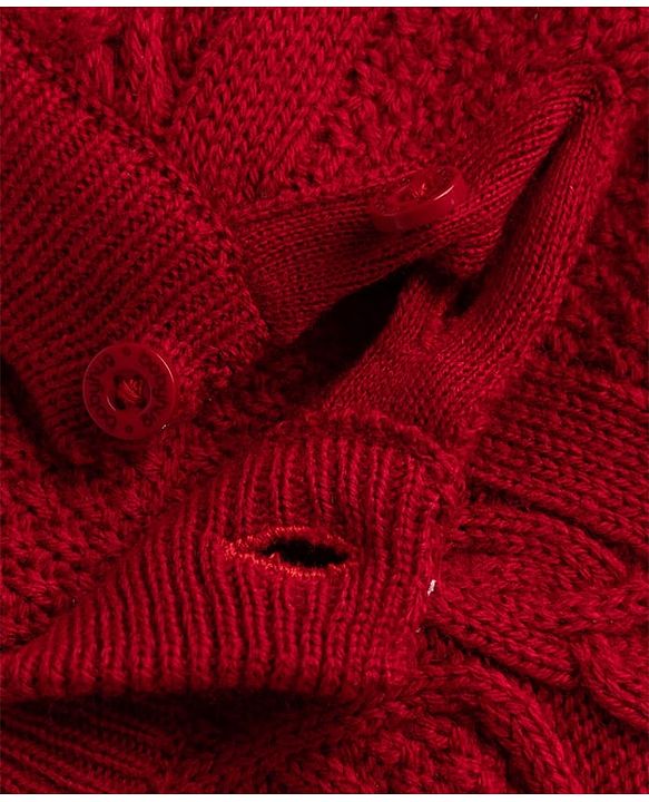 Babyhug Knit Full Sleeves Pullover Sweater With Cable Knit Design - Red