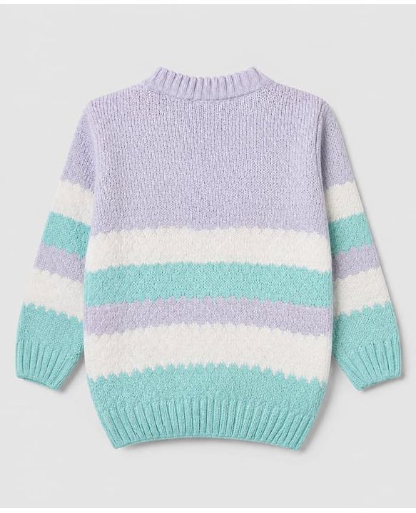 Babyhug Knit Full Sleeves Striped Pullovers - Purple