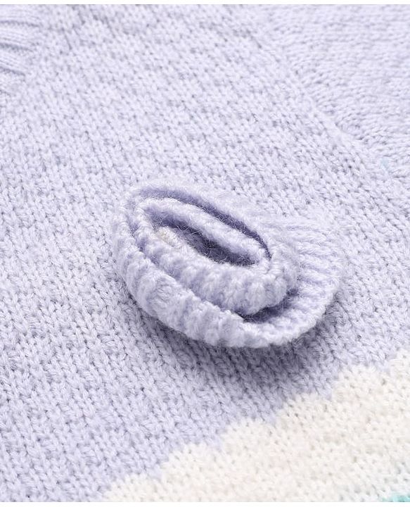 Babyhug Knit Full Sleeves Striped Pullovers - Purple