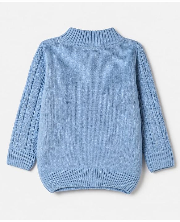 Babyhug Cable Knit Pullover with Full Sleeves in Light Blue