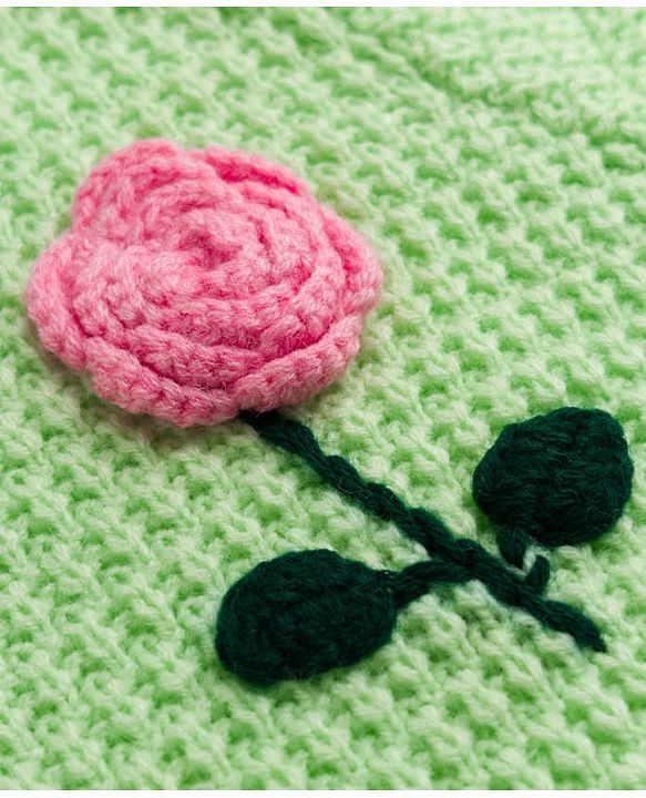 Babyhug Knit Full Sleeves  Pullover With Cable Knit Design & Floral Embroidery - Light Green