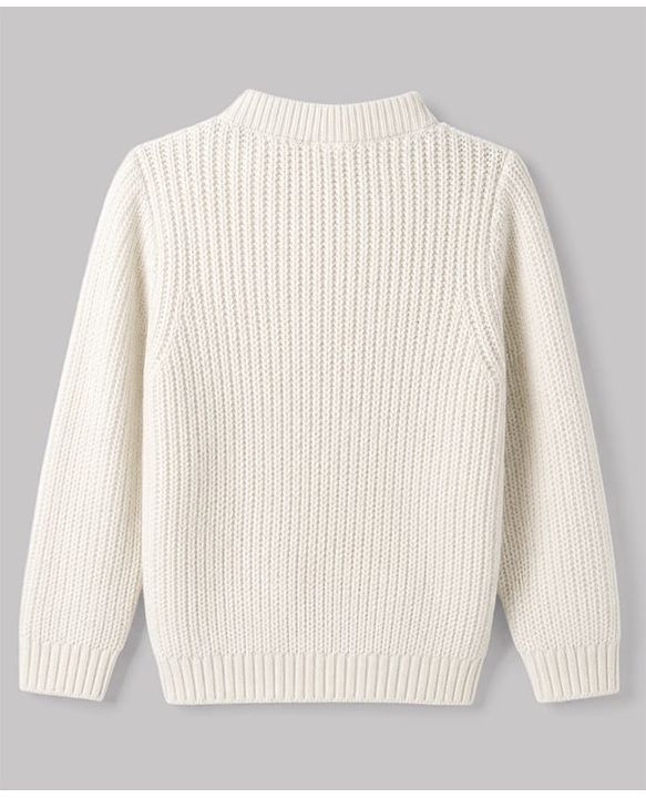 Babyhug Knit Full Sleeves Front Open Sweater with Rose Applique - White