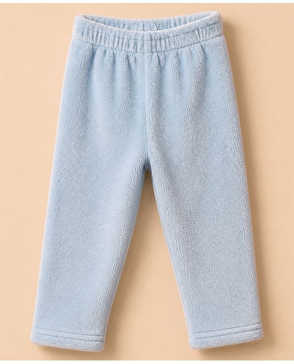 Babyhug Disney 100% Cotton Fleece Knit Full Sleeves Winter Wear Suit With Stitch Graphic - Light Blue
