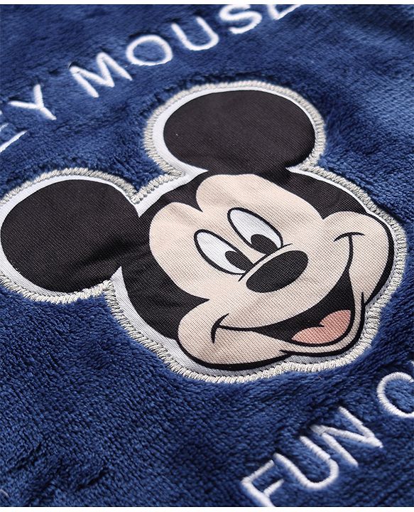 Babyhug Disney 100% Cotton Fleece Knit Full Sleeves Winter Wear Suit With Mickey Mouse Graphic - Navy Blue