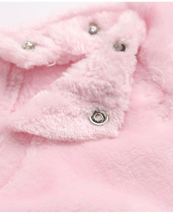 Babyhug Disney Fleece 100% Cotton Knit Full Sleeves Winter Wear Suit With Minnie Mouse Graphic - Light Pink