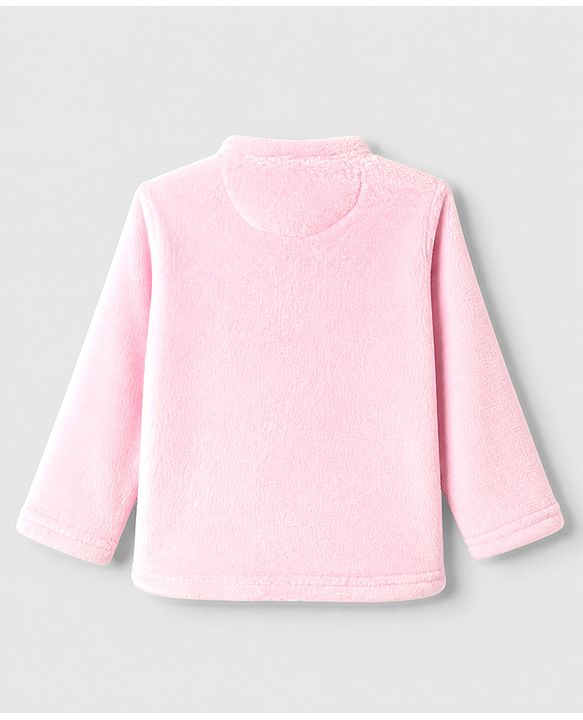 Babyhug Disney Fleece 100% Cotton Knit Full Sleeves Winter Wear Suit With Minnie Mouse Graphic - Light Pink
