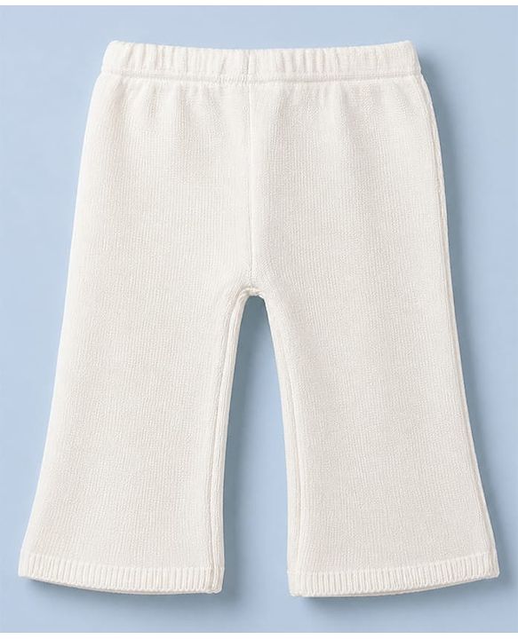 Babyhug Knit Front Open Full Sleeves Sweater and Pant Set with Cable Knit Off White