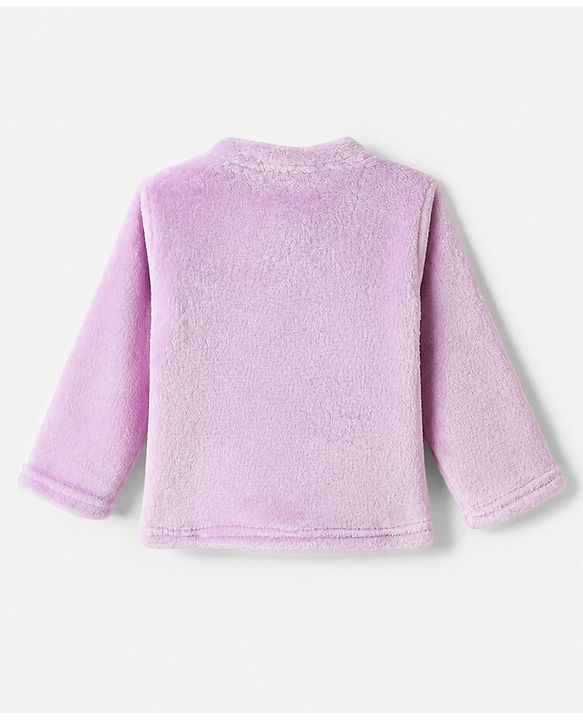 Babyhug Disney Fleece Knit Full Sleeves Winter Wear Suit With Marie Graphic - Lavender