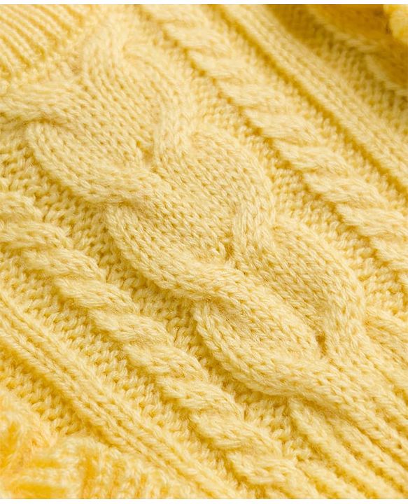 Babyhug Knit Full Sleeves Woollen Dress With Cable Knit Design - Yellow