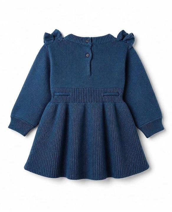 Babyhug Knit Full Sleeves Woollen Dress With Cable Knit Design - Yellow