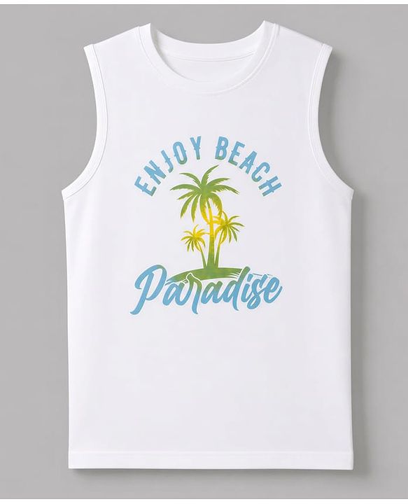 Pine Kids Cotton Woven Half Sleeves Checks Shirts and T-Shirt with Enjoy Beach Paradise Print - Pink