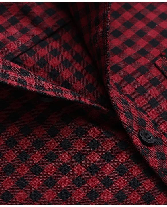 Pine Kids Cotton Woven Hooded Shirt with Full Sleeves and Buffalo Checks Print -Dark  Red