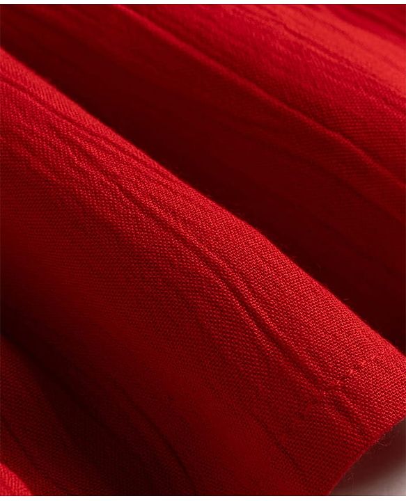 Babyhug Woven Half Sleeves Frock With Floral Lace Detailing - Red