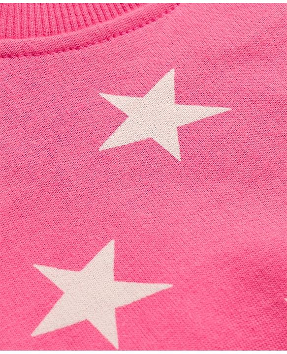 Babyhug Cotton Knit Full Sleeves Winter Wear Co-ords With Star Design - Pink
