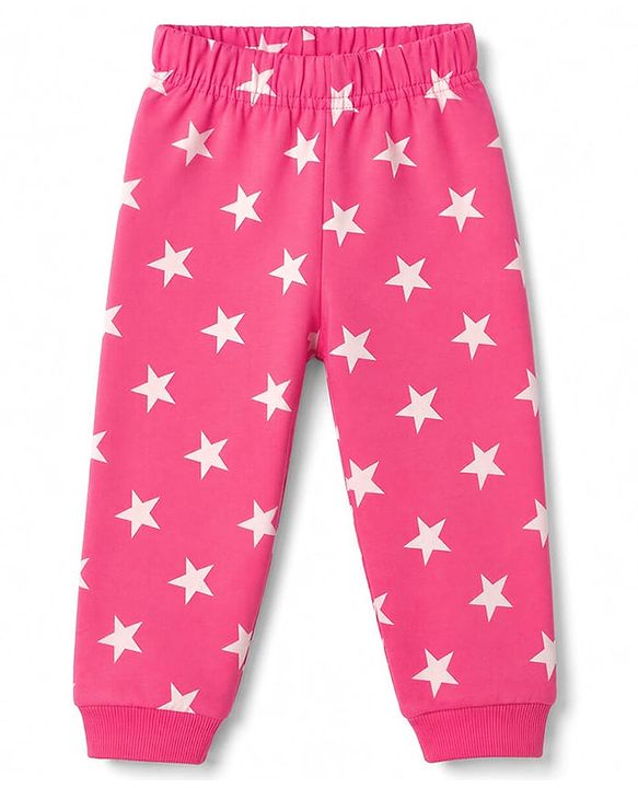 Babyhug Cotton Knit Full Sleeves Winter Wear Co-ords With Star Design - Pink