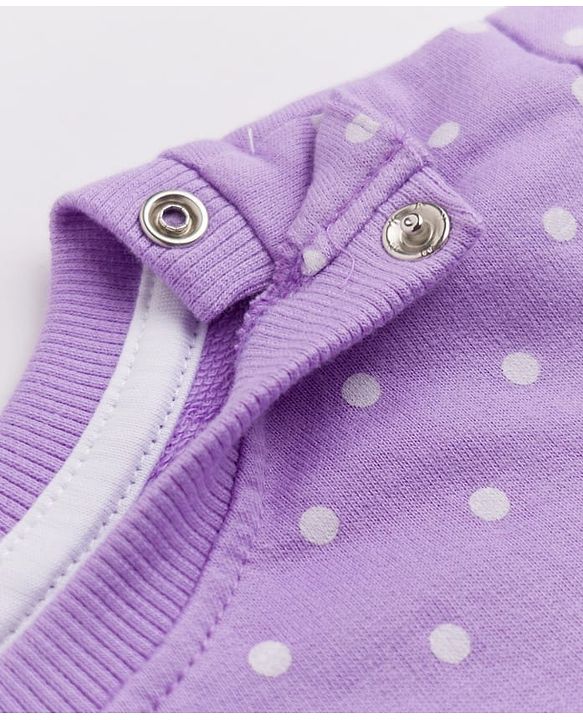 Babyhug Cotton Knit Full Sleeves Winter Wear Co-ords With Polka Dot Design - Lavender