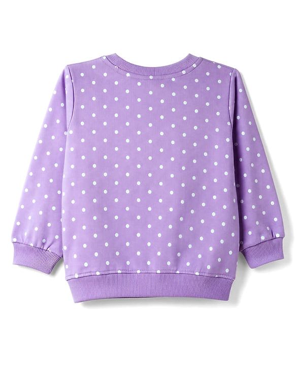 Babyhug Cotton Knit Full Sleeves Winter Wear Co-ords With Polka Dot Design - Lavender