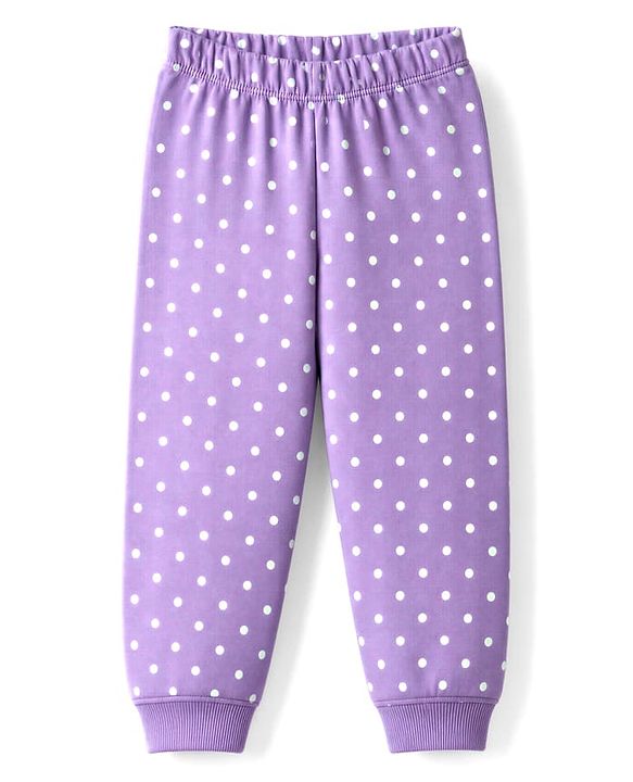 Babyhug Cotton Knit Full Sleeves Winter Wear Co-ords With Polka Dot Design - Lavender