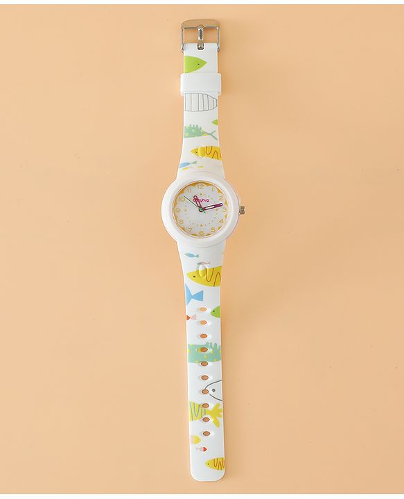 Babyhug Free Size Boy Round Analog Kids Watch - White