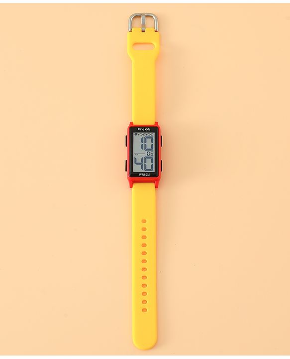 Pine Kids Rectangle Digital Watch - Yellow