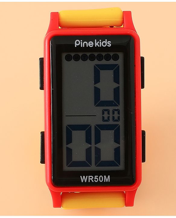 Pine Kids Rectangle Digital Watch - Yellow