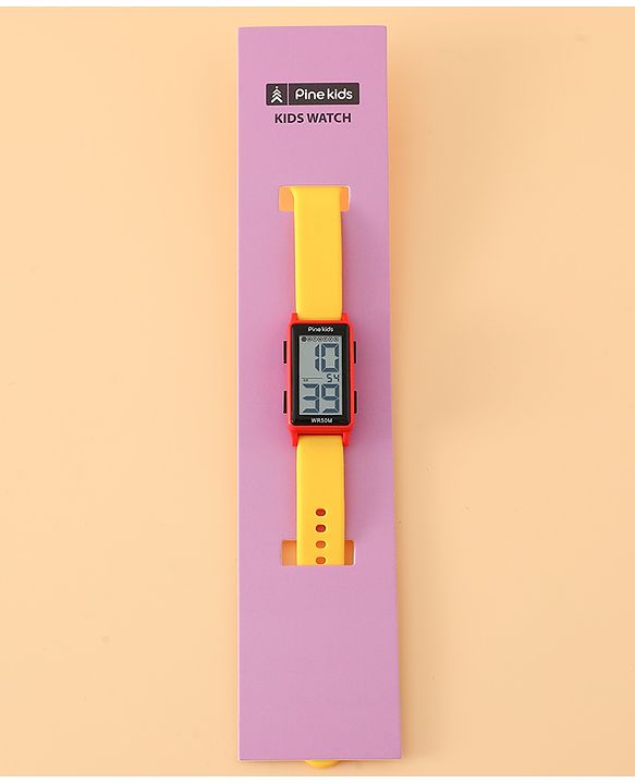Pine Kids Rectangle Digital Watch - Yellow