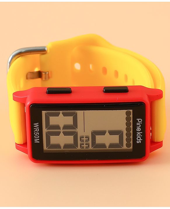 Pine Kids Rectangle Digital Watch - Yellow
