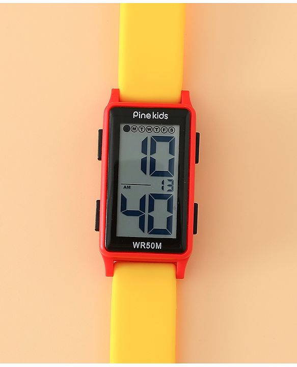 Pine Kids Rectangle Digital Watch - Yellow