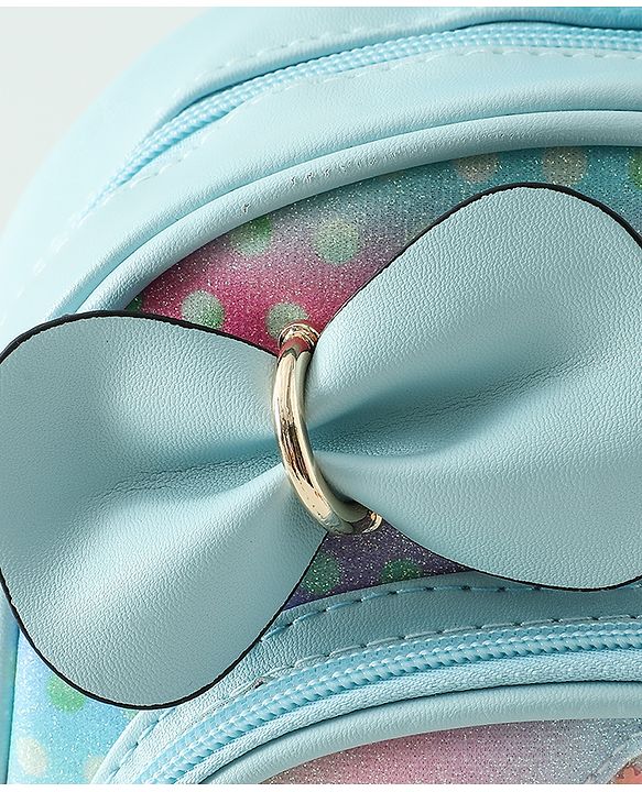 Babyhug Fashion Backpacks With Bow & Floral Applique -Blue