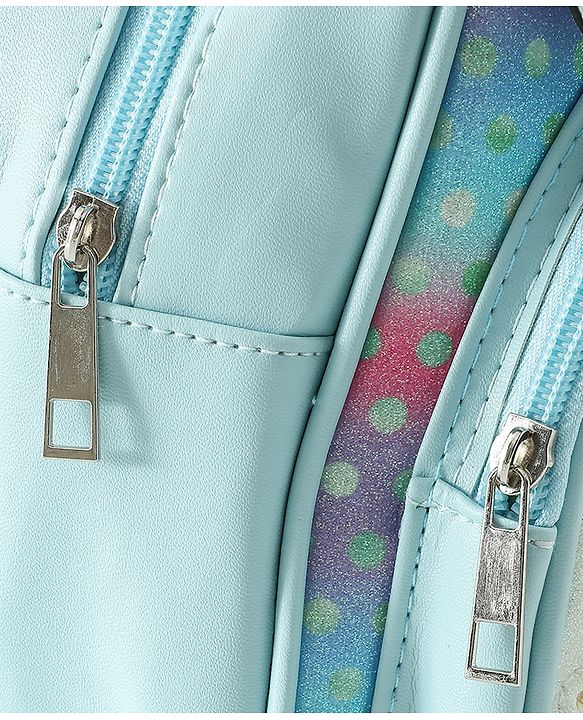 Babyhug Fashion Backpacks With Bow & Floral Applique -Blue