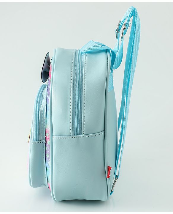 Babyhug Fashion Backpacks With Bow & Floral Applique -Blue