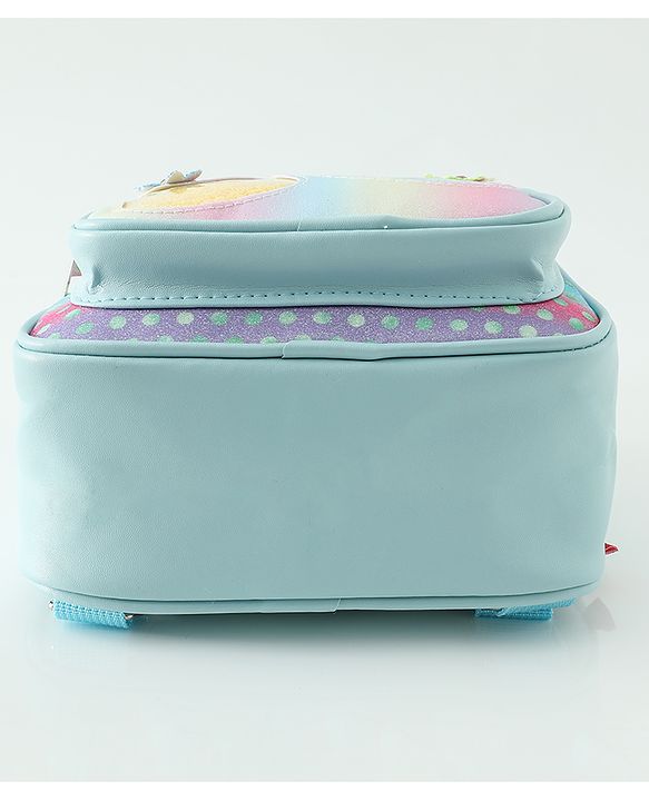 Babyhug Fashion Backpacks With Bow & Floral Applique -Blue