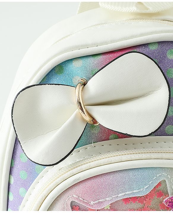 Babyhug Fashion Backpacks With Bow & Floral Applique -Blue