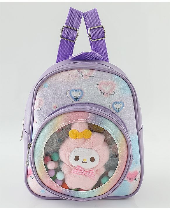 Babyhug Fashion Backpacks With Labubu Doll Applique - Beige