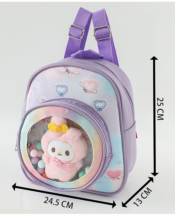 Babyhug Fashion Backpacks With Labubu Doll Applique - Beige