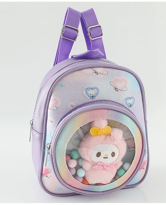 Babyhug Fashion Backpacks With Labubu Doll Applique - Beige