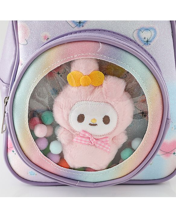 Babyhug Fashion Backpacks With Labubu Doll Applique - Beige