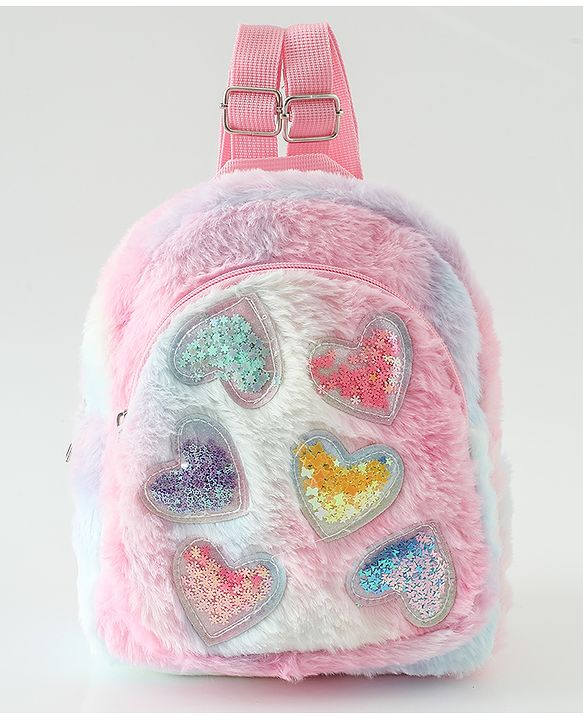 Babyhug Free Size Fashion Backpacks with Hearts - Pink