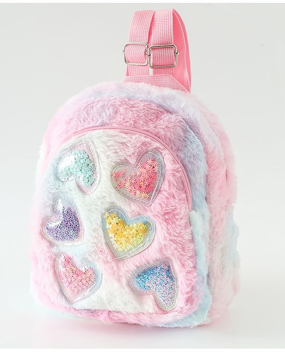 Babyhug Free Size Fashion Backpacks with Hearts - Pink