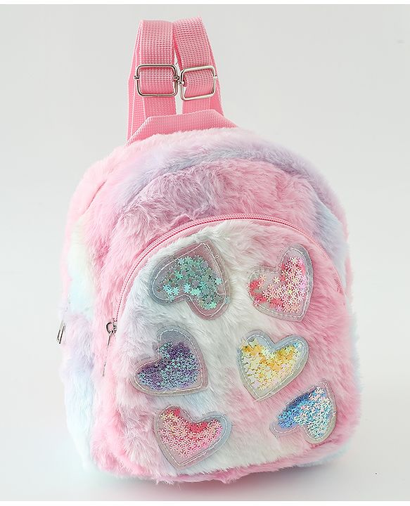 Babyhug Free Size Fashion Backpacks with Hearts - Pink