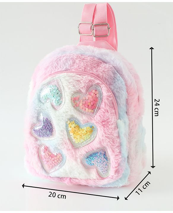 Babyhug Free Size Fashion Backpacks with Hearts - Pink