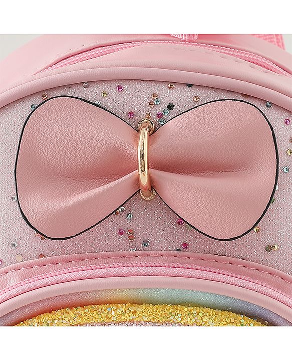 Babyhug Fashion Backpacks With Rainbow Applique - Pink