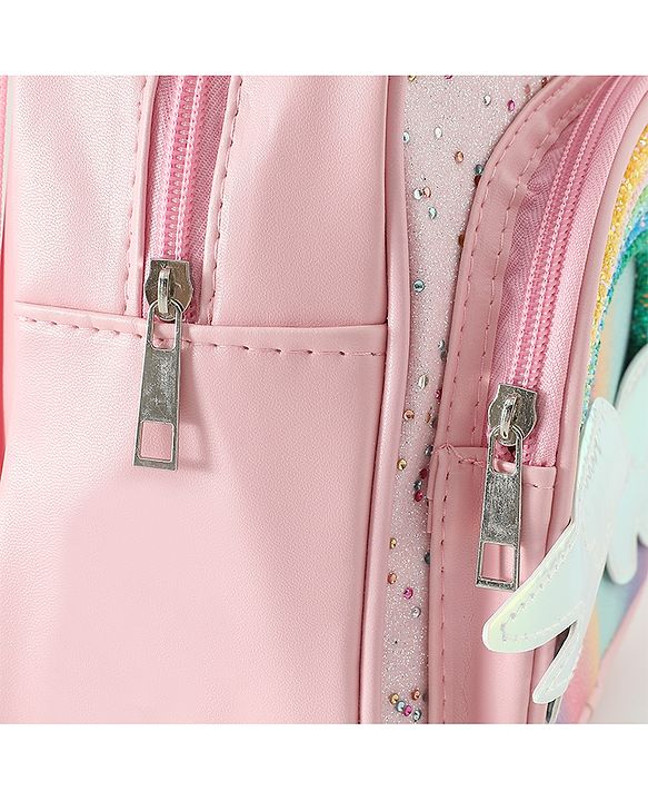 Babyhug Fashion Backpacks With Rainbow Applique - Pink